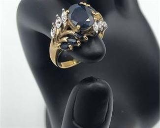 10K Samuel Aaron Onyx Sapphire Ring