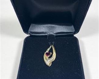 10K Sapphire Diamond Pendant 