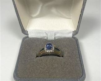 14K Sapphire Diamond Ring 