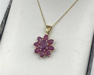 14K Sapphire Pendant 14K Chain Necklace 