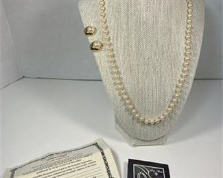 Danecraft Napier Pearl Necklace and Earring Set 