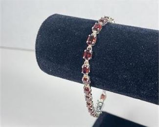 Sterling Silver Garnet Bracelet 