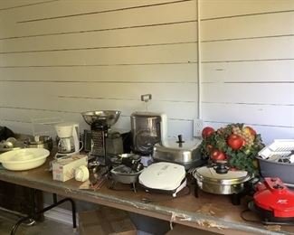 Not pictured are cookie sheets, muffin pan, vintage pressure cooker, vintage pressure canner. cake pans, and  much more.
