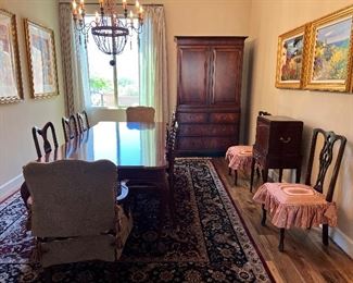 Hurwitz Mintz of New Orleans dining room set. This set is gorgeous and flawless!  Comes with the armoire and chairs (not red covered ones) 