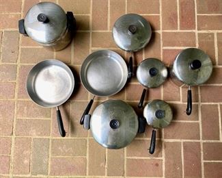 Revere Ware Copper Cad Bottom Stainless Steel Pots & Pans (includes egg poacher)