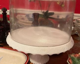 Milk glass cake stand 