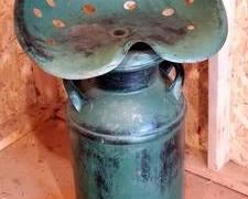 Vintage Milk Can / Tractor Seat Combo