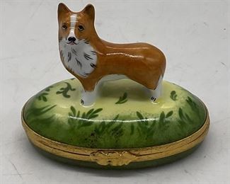LIMOGES Trinket Box W Sheep Dog