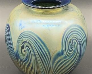Signed Handblown Favrile Style Art Glass Vase