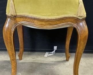 Vintage Walnut Queen Anne Upholstered Stool