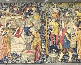 French LES VENDANGES Tapestry