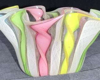 Hand Blown Murano Style Glass Trinket Dish