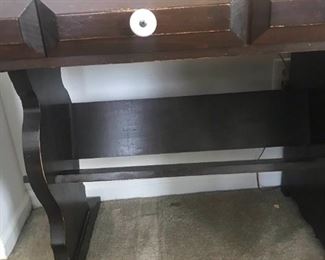 Antique Desk, Metal File Cabinet, Office Supplies