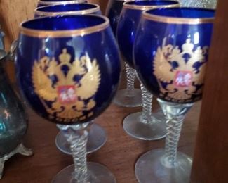 formal blue glassware