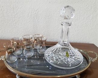 formal glassware and waterford decanter