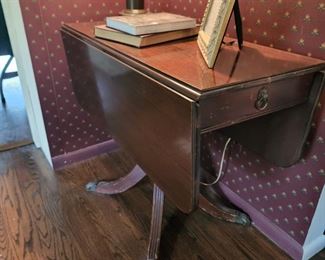 29" high x 36" wide x 18" as shown.  Each drop side is 13"