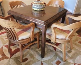 table is 30" high x 36" square; chairs are 32" high x 22" wide x 19" deep