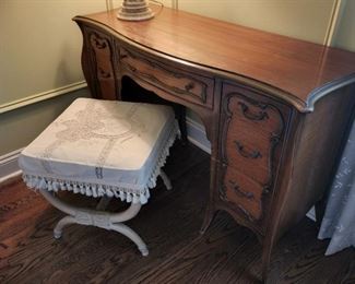 30" high x 48" wide x 18" deep; stool 18" x 18" square