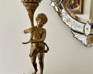 Figural Lamp with L.C.T. Favrile Shade