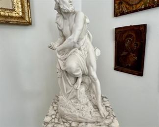 Figural Marble Statue Stamped