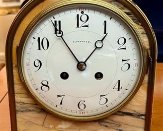 Tiffany & Co. Bronze Mounted Marble Mantle Clock
