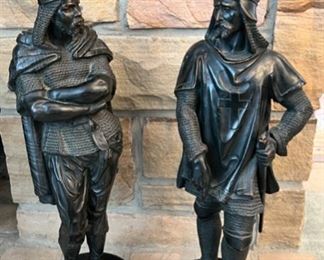 Pair of Bronze Statues Depicting Gladiators