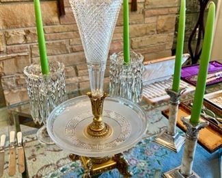 Cut Crystal and Bronze Fluted Vase