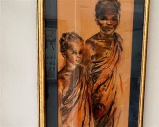 F. Graziano Charcoal and Pastel on Paper Signed 