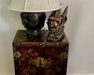 Chinese Chinoiserie Hand-Painted Lacquer Cabinet