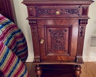 Pair of Carved Walnut Nightstands