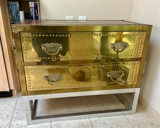 Mid-Century Brass Chest on Chrome Stand