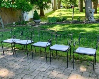 Set of 5 Mid-Century Wrought Iron Chairs