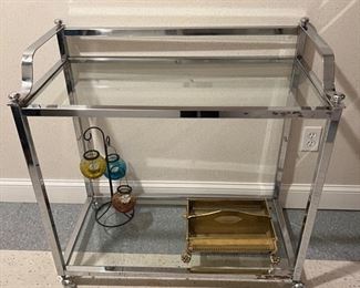 Mid-Century Chrome and Glass Tea Cart