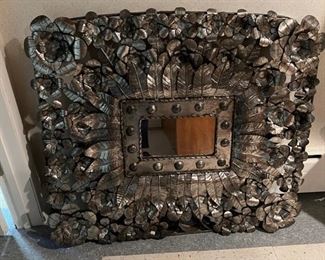 Silver Framed Mirror with Foliate and Floral Motif