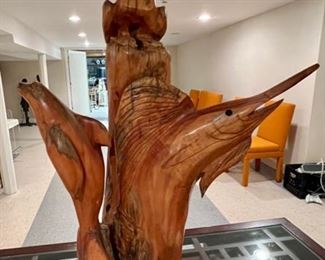 Carved Wood Teak Sculpture