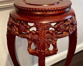 Vintage carved wood pedestal stand