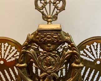 Vintage brass Art Deco peacock fire screen