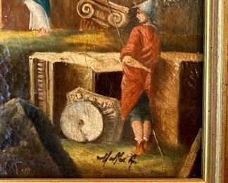 Antique Greek ruins signed painting