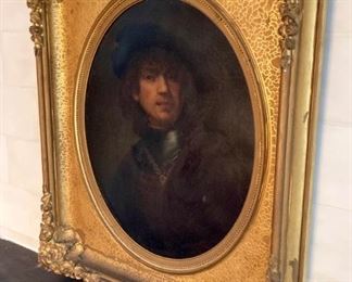 Antique reproduction c. 1639 Rembrandt 'Tronie' of a Young Man with Gorget and Beret