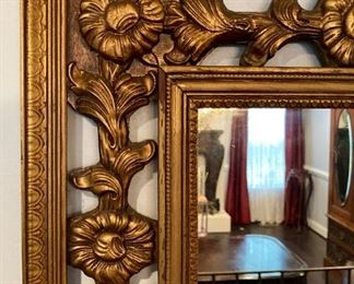 Vintage Hollywood Regency floral scroll mirror