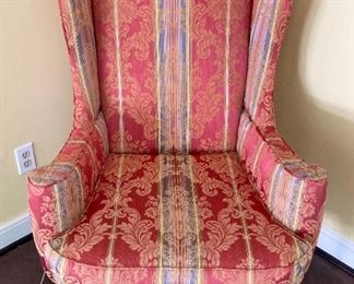 Vintage wingback floral and stripe chair