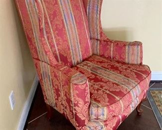 Vintage wingback floral and stripe chair