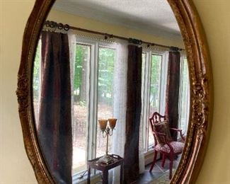 Vintage Hollywood Regency oval mirror