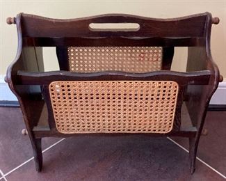 Vintage cane-sided magazine rack