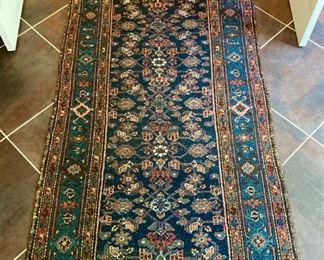Antique wool hand-woven area rug 3'2" x 6'4"