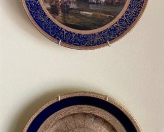 Limoges ship plate and Royal Bavarian Selb gold plate