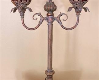 Distressed Art Nouveau candelabra lamp