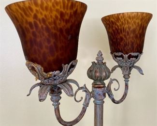 Distressed Art Nouveau candelabra lamp