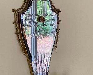 Antique brass torch and mirror wall candelabra