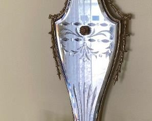 Antique brass torch and mirror wall candelabra